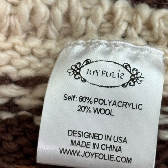 Joyfolie Bronwyn Knit Shawl With Fringe Trim In Brown/Oat Chevron Pattern women - Picture 5 of 8